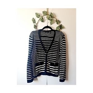 Carlisle XL Cardigan Knit Black and White Striped Button Closure NWOT